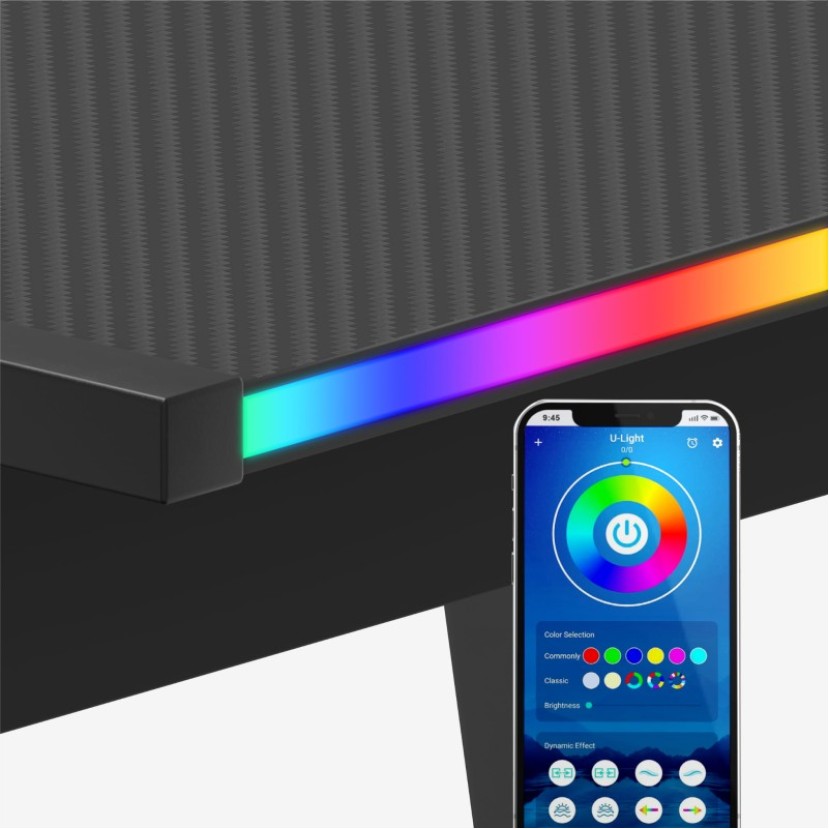 Kampinis žaidimų stalas Hero 6.0 RGB Black 147 cm Kampinis žaidimų stalas Hero 6.0 RGB Black 147 cm