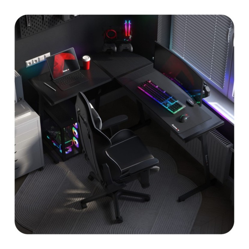 Kampinis žaidimų stalas Hero 6.0 RGB Black 147 cm Kampinis žaidimų stalas Hero 6.0 RGB Black 147 cm