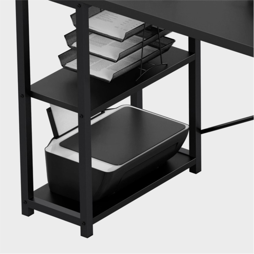 Kampinis rašomasis stalas Leader 5.9, Black 145 cm