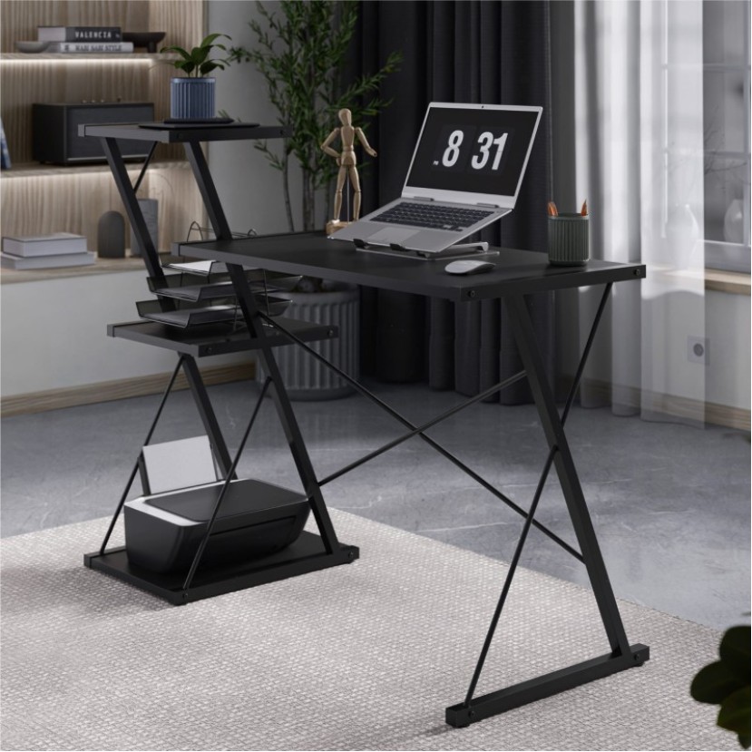 Stalas su lentynomis Leader 3.5, Black 116 cm