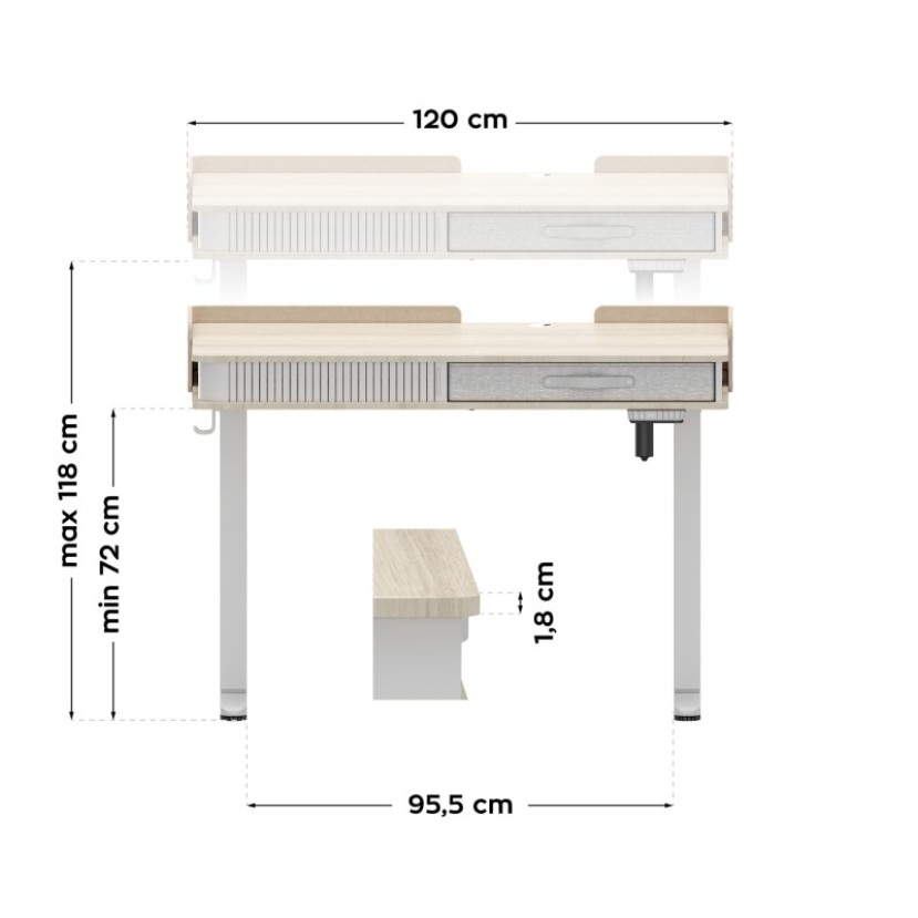 Elektrinis rašomasis stalas Leader 8.0 White 120 cm Elektrinis rašomasis stalas Leader 8.0 White 120 cm