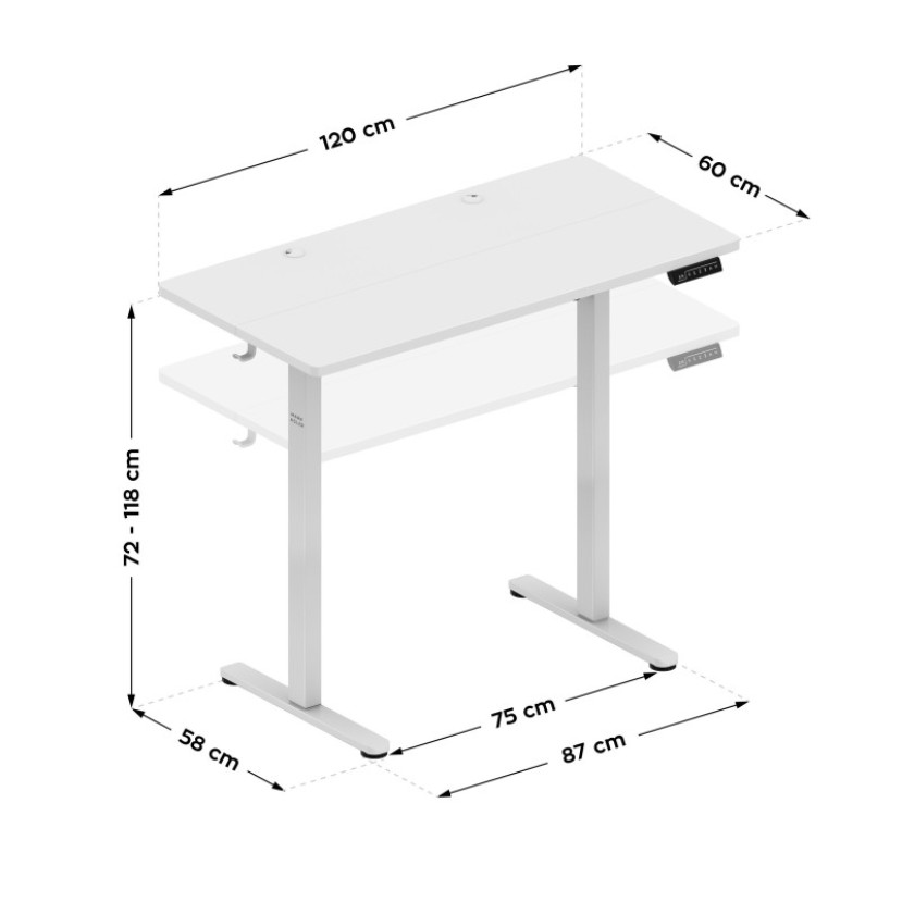 Elektrinis stalas Leader 6.9 White 120 cm Elektrinis stalas Leader 6.9 White 120 cm