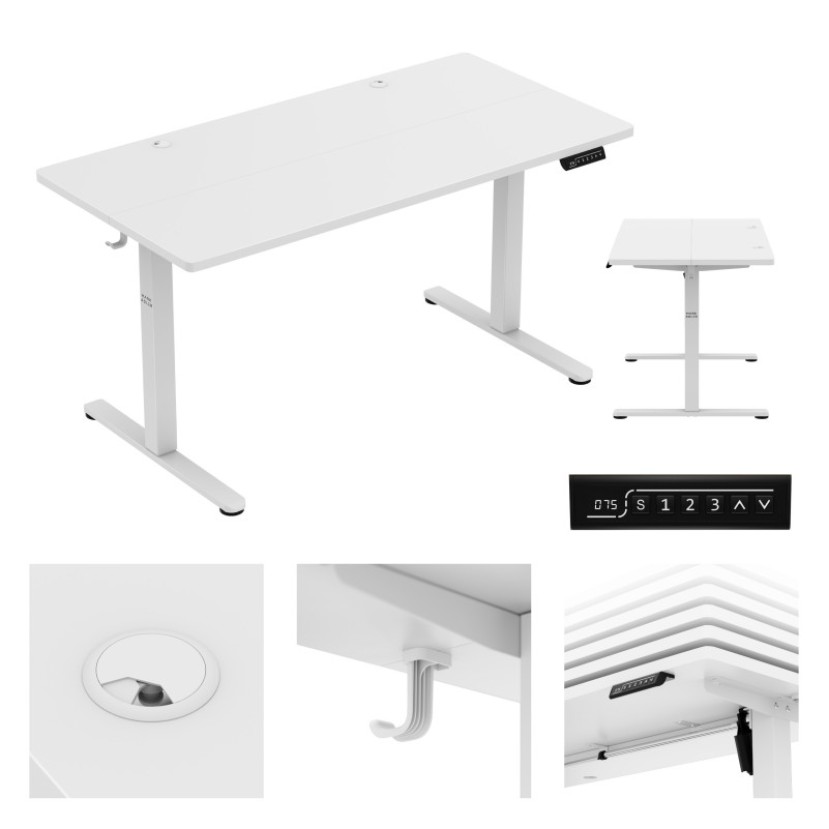 Elektrinis stalas Leader 7.3 White 140 cm Elektrinis stalas Leader 7.3 White 140 cm