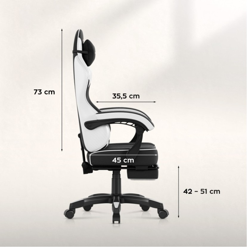 Žaidimų kėdė Force 3.7 White Carbon Žaidimų kėdė Force 3.7 White Carbon
