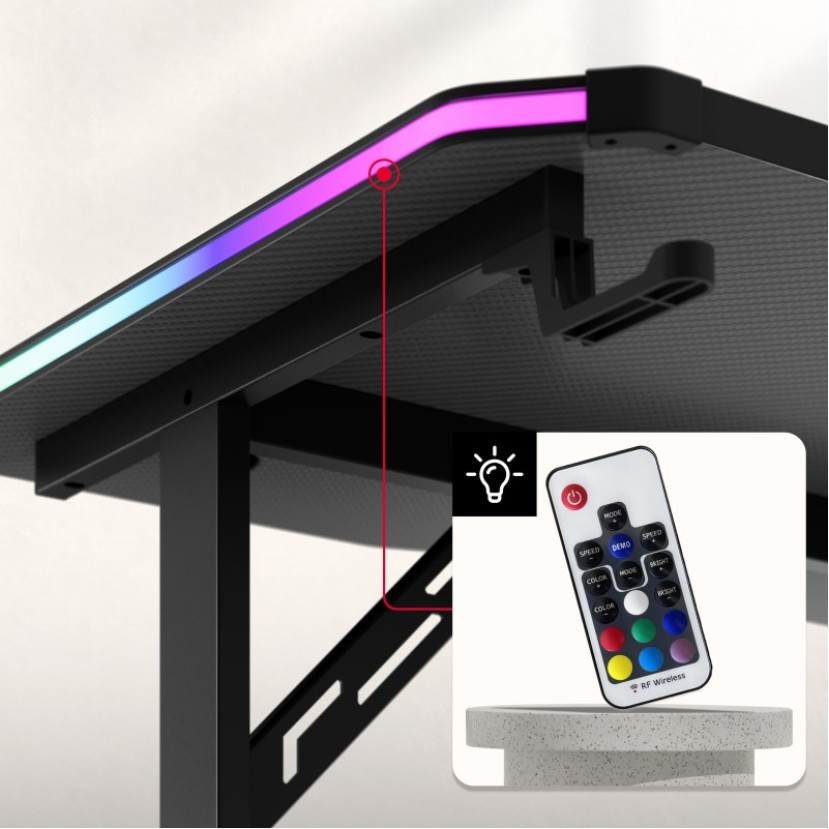 Hero 4.6 RGB Black 160 cm žaidimų stalas Hero 4.6 RGB Black 160 cm žaidimų stalas
