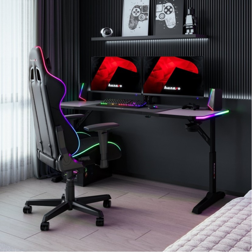 Hero 4.6 RGB Black 160 cm žaidimų stalas Hero 4.6 RGB Black 160 cm žaidimų stalas