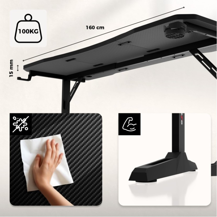 Žaidimų stalas Hero 4.6 Black 160 cm Žaidimų stalas Hero 4.6 Black 160 cm