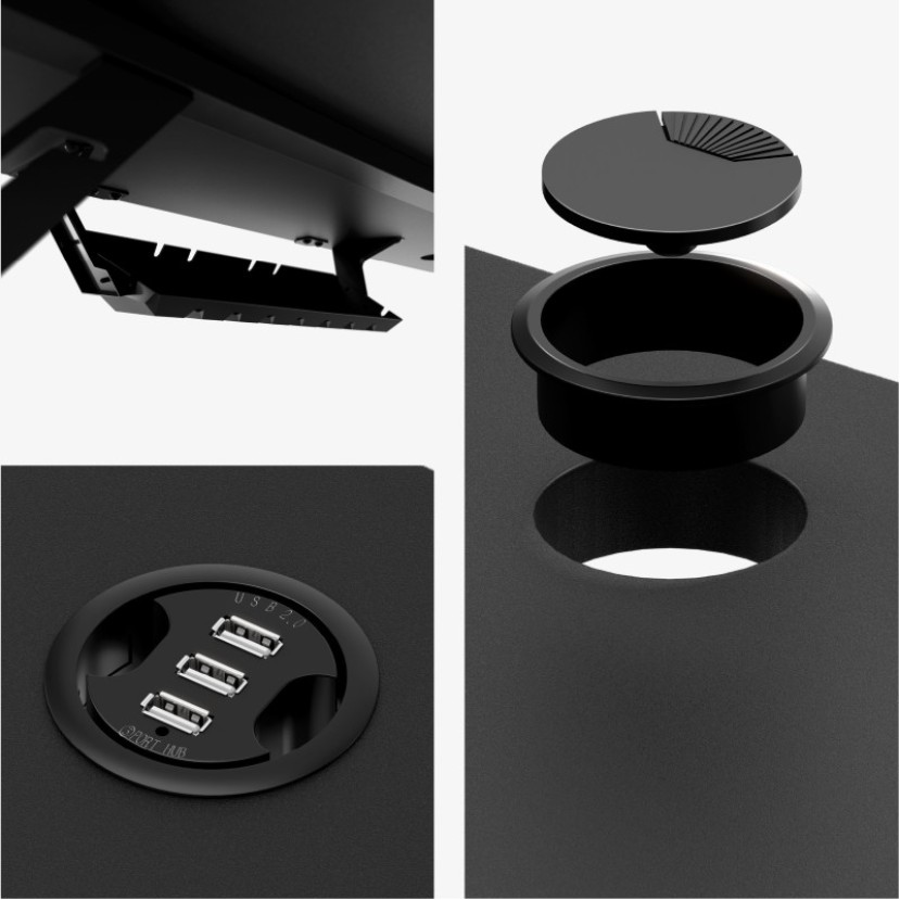 Kompiuterinis stalas su lentyna Leader 5.1, Black 115 cm