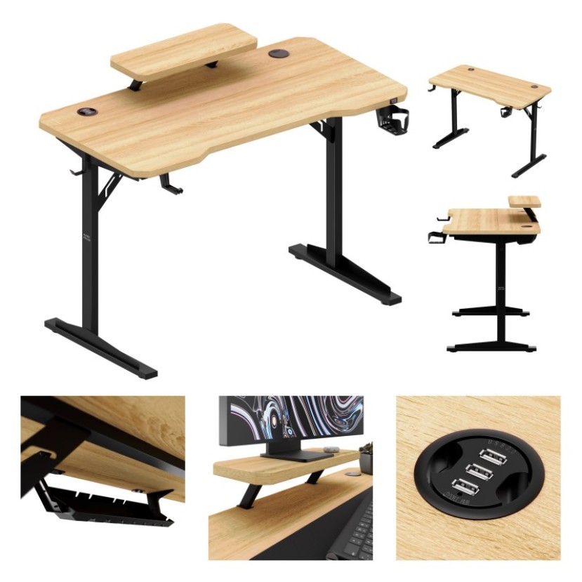 Kompiuterinis stalas su lentyna Leader 5.1, Oak 115 cm Kompiuterinis stalas su lentyna Leader 5.1, Oak 115 cm