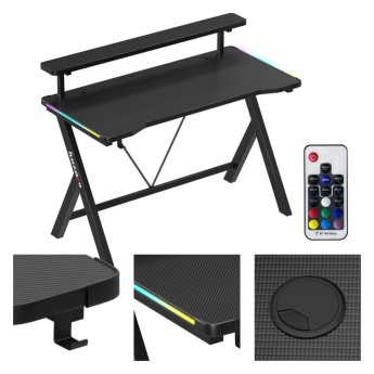 Žaidimų stalas Hero 1.9, RGB juodas Žaidimų stalas Hero 1.9, RGB juodas