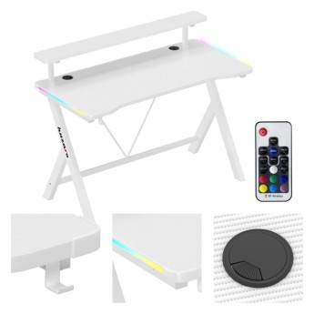 Žaidimų stalas Hero 1.9, RGB baltas