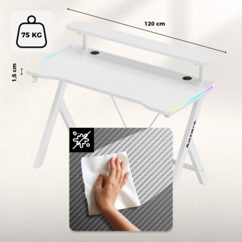 Žaidimų stalas Hero 1.9, RGB baltas