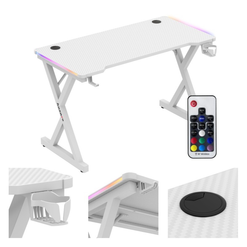 Hero 2.3 RGB White žaidimų stalas 120 cm Hero 2.3 RGB White žaidimų stalas 120 cm