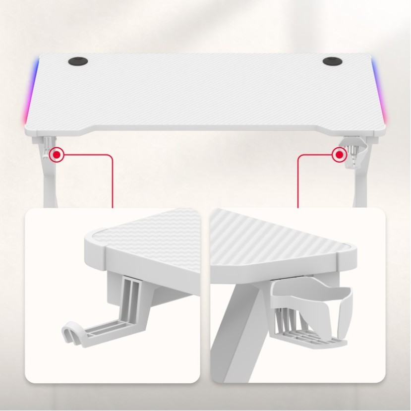Hero 2.3 RGB White žaidimų stalas 120 cm Hero 2.3 RGB White žaidimų stalas 120 cm