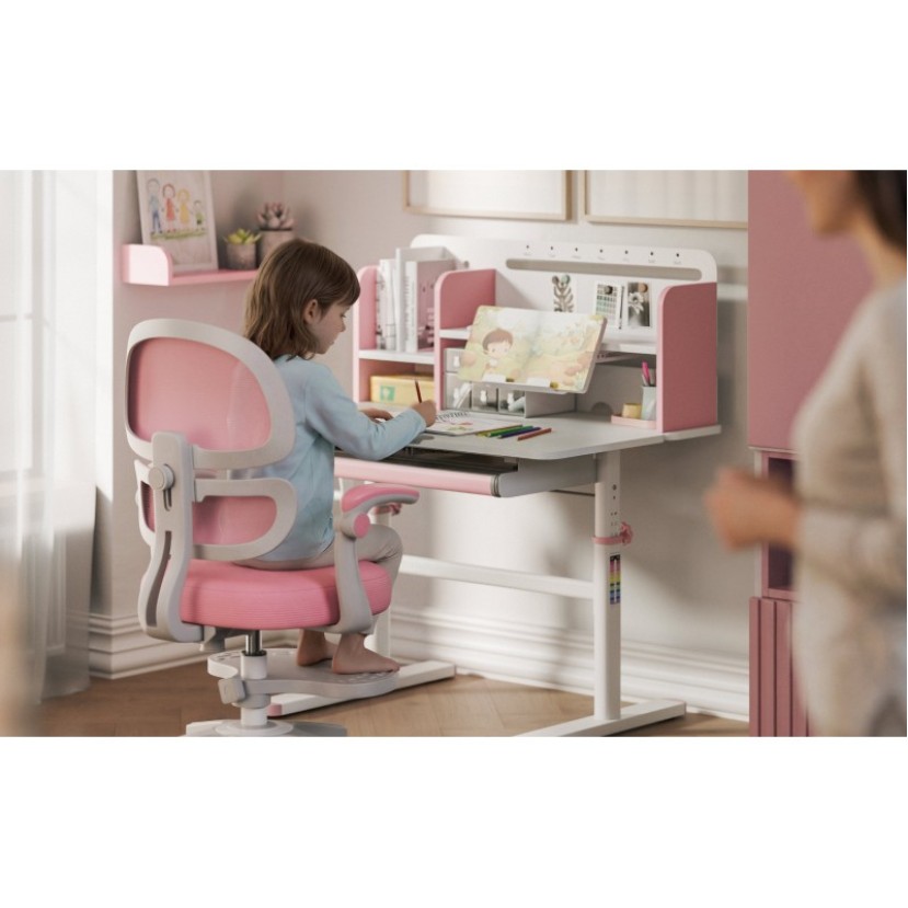 Ergonomiškas vaikiškas rašomasis stalas Study 5.0 Pink 90 cm Ergonomiškas vaikiškas rašomasis stalas Study 5.0 Pink 90 cm