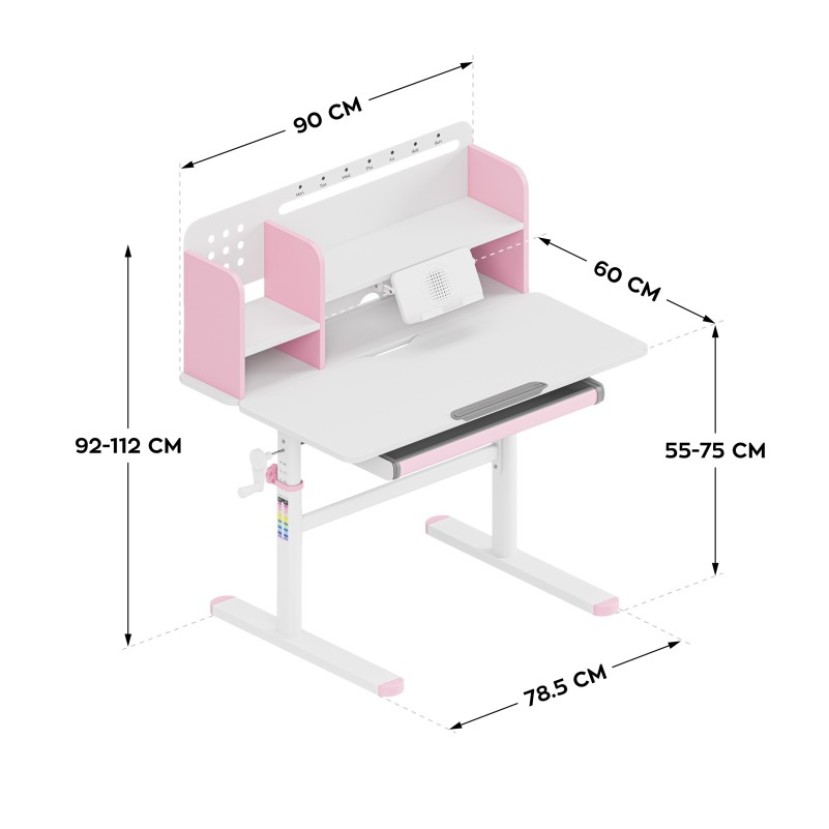 Ergonomiškas vaikiškas rašomasis stalas Study 5.0 Pink 90 cm Ergonomiškas vaikiškas rašomasis stalas Study 5.0 Pink 90 cm