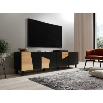 ETNA TV stovas juodas/juodas/craft ąžuolas