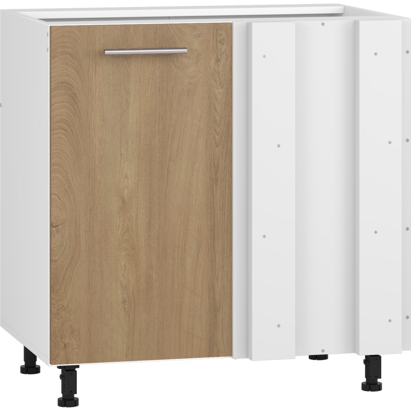 VENTO DN-100/82 kampinė apatinė spintelė, spalva: balta / medaus ąžuolas VENTO DN-100/82 kampinė apatinė spintelė, spalva: balta / medaus ąžuolas