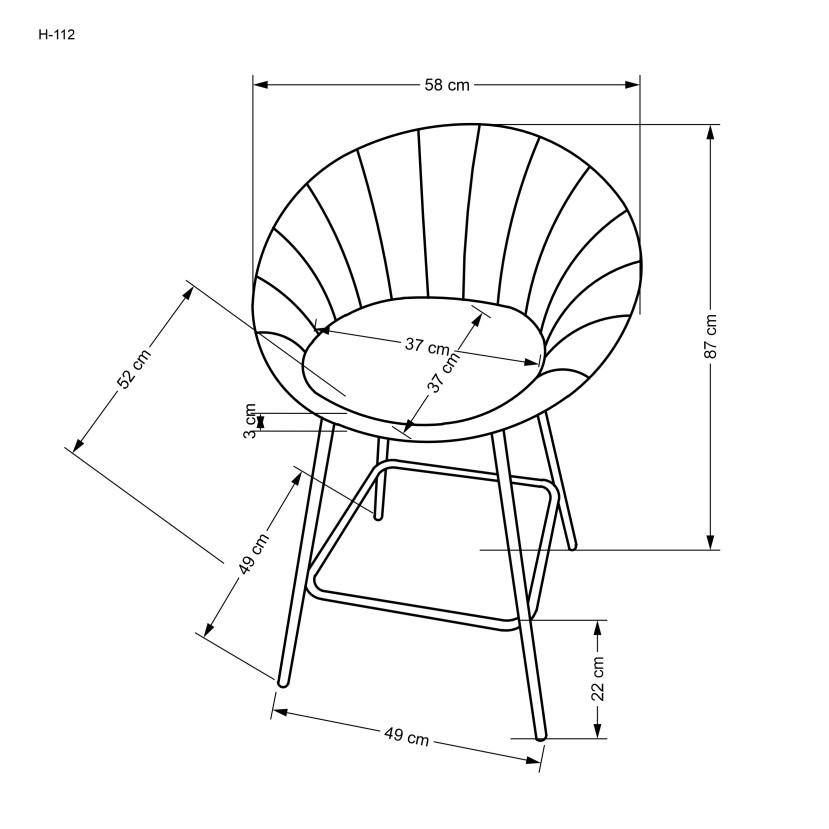 Baro kėdė H112, pilka/auksinė Baro kėdė H112, pilka/auksinė