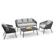 Lauko baldų komplektas ROCCA pilkas (sofa + 2 kėdės + žurnalinis staliukas) Lauko baldų komplektas ROCCA pilkas (sofa + 2 kėdės + žurnalinis staliukas)
