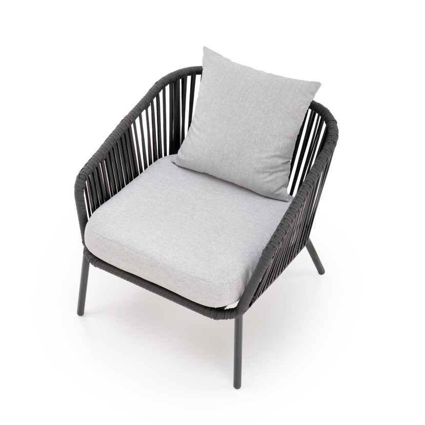 Lauko baldų komplektas ROCCA pilkas (sofa + 2 kėdės + žurnalinis staliukas) Lauko baldų komplektas ROCCA pilkas (sofa + 2 kėdės + žurnalinis staliukas)