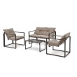 Lauko baldų komplektas SHARK juodas/kapučino (sofa + 2 kėdės + kavos staliukai) Lauko baldų komplektas SHARK juodas/kapučino (sofa + 2 kėdės + kavos staliukai)