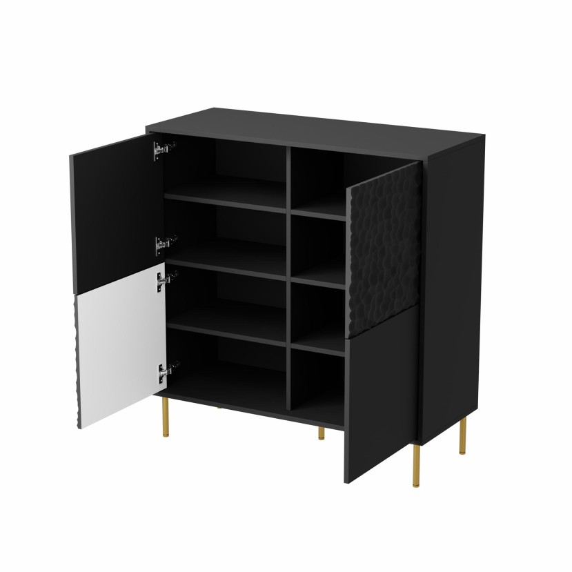 Komoda BULLET KM-2, juoda/auksinė Komoda BULLET KM-2, juoda/auksinė