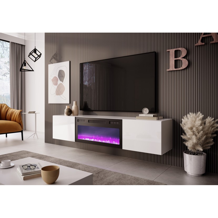 TV staliukas su židiniu LIVO RTV 180, baltas TV staliukas su židiniu LIVO RTV 180, baltas