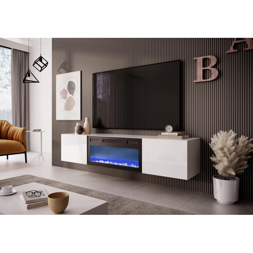 TV staliukas su židiniu LIVO RTV 180, baltas TV staliukas su židiniu LIVO RTV 180, baltas