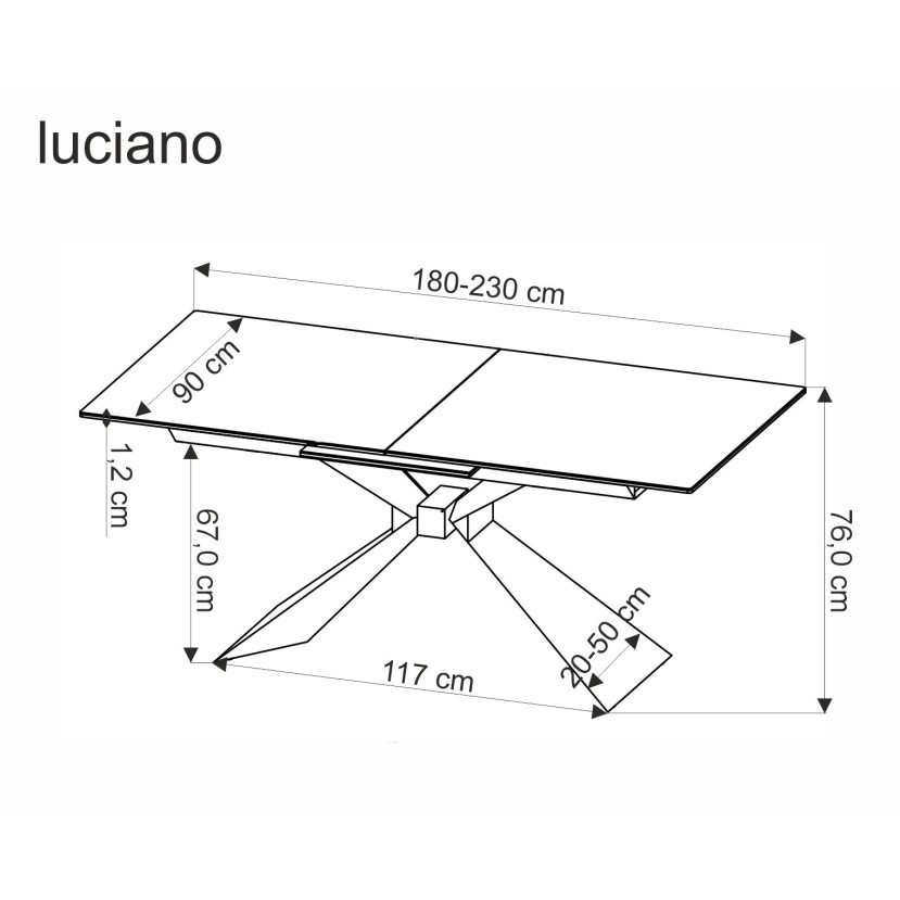 LUCIANO prailginamasis stalas, mėlynas marmuras / juodas LUCIANO prailginamasis stalas, mėlynas marmuras / juodas