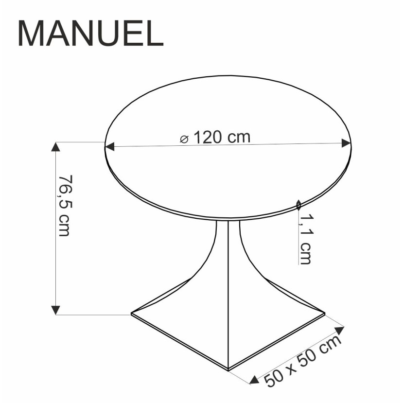 MANUEL apvalus stalas, juodas marmuras / juodas MANUEL apvalus stalas, juodas marmuras / juodas