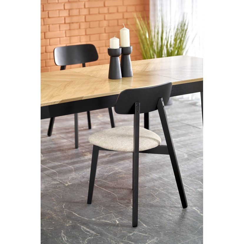 EDMONDO prailginamas valgomojo stalas natūralaus ąžuolo/juodas EDMONDO prailginamas valgomojo stalas natūralaus ąžuolo/juodas