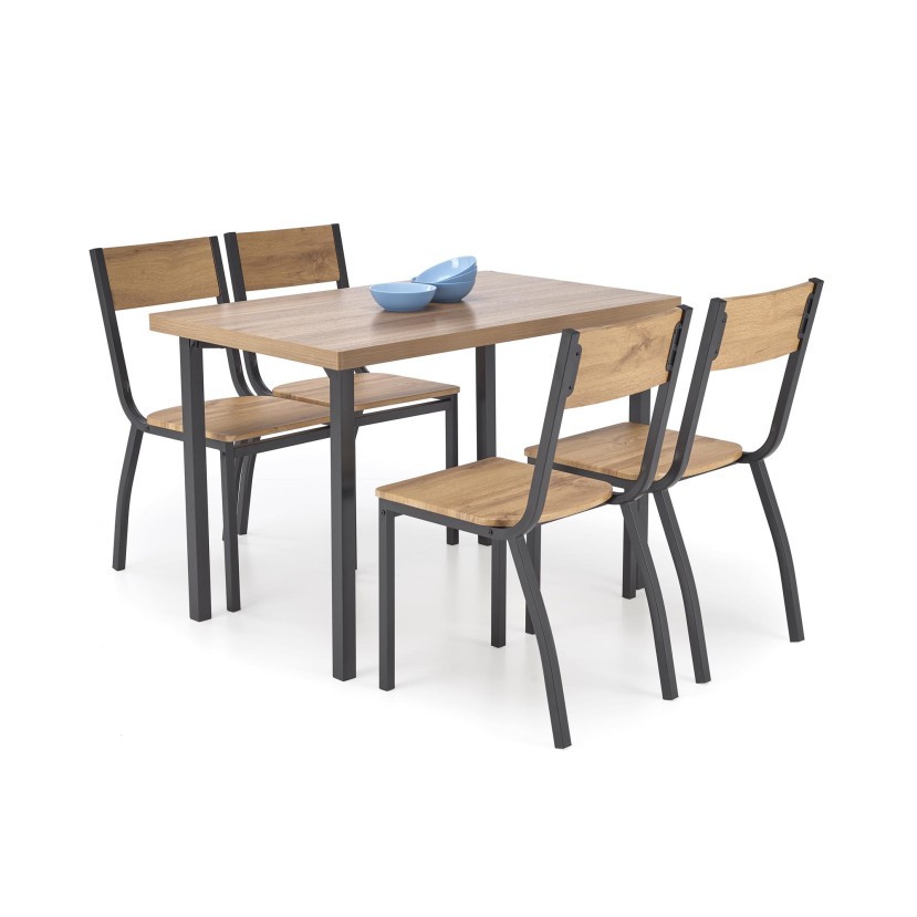MILTON stalas + 4 kėdės spalva: natūrali / juoda MILTON stalas + 4 kėdės spalva: natūrali / juoda