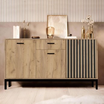 LAMINO KM-1 komoda, craft ąžuolas/juoda LAMINO KM-1 komoda, craft ąžuolas/juoda