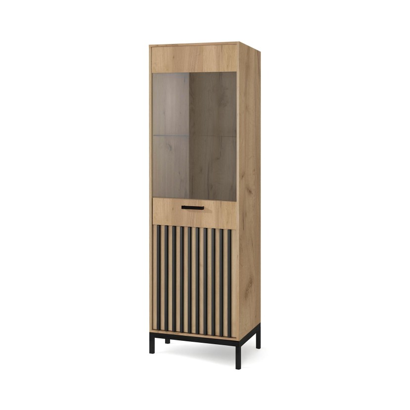 LAMINO W-1 vitrinos, craft ąžuolo/juoda LAMINO W-1 vitrinos, craft ąžuolo/juoda