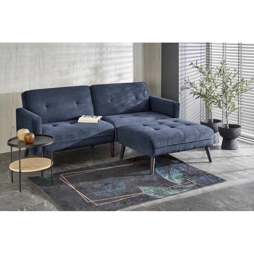 CORNELIUS sulankstoma sofa su pufas, spalva: mėlyna CORNELIUS sulankstoma sofa su pufas, spalva: mėlyna