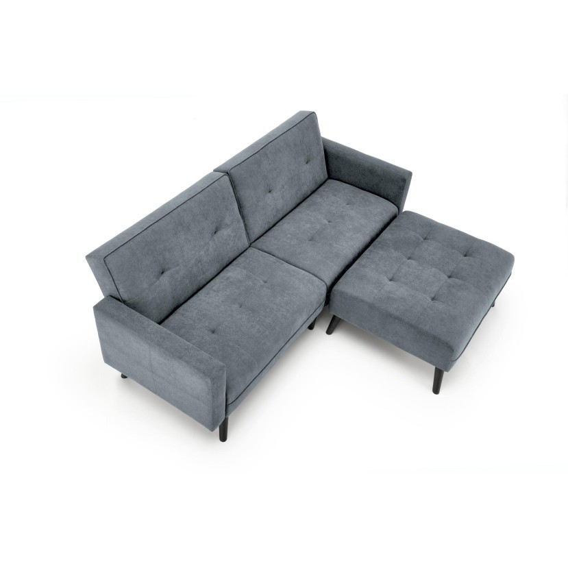 CORNELIUS sulankstoma sofa su pufas, spalva: pilka CORNELIUS sulankstoma sofa su pufas, spalva: pilka