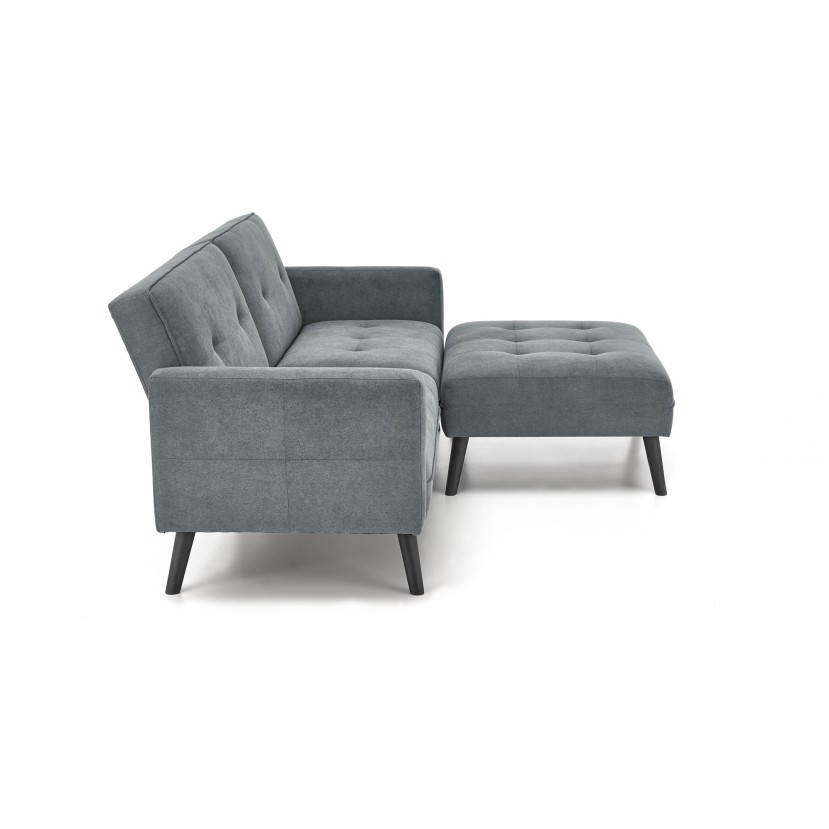 CORNELIUS sulankstoma sofa su pufas, spalva: pilka CORNELIUS sulankstoma sofa su pufas, spalva: pilka