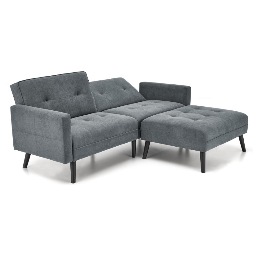 CORNELIUS sulankstoma sofa su pufas, spalva: pilka CORNELIUS sulankstoma sofa su pufas, spalva: pilka