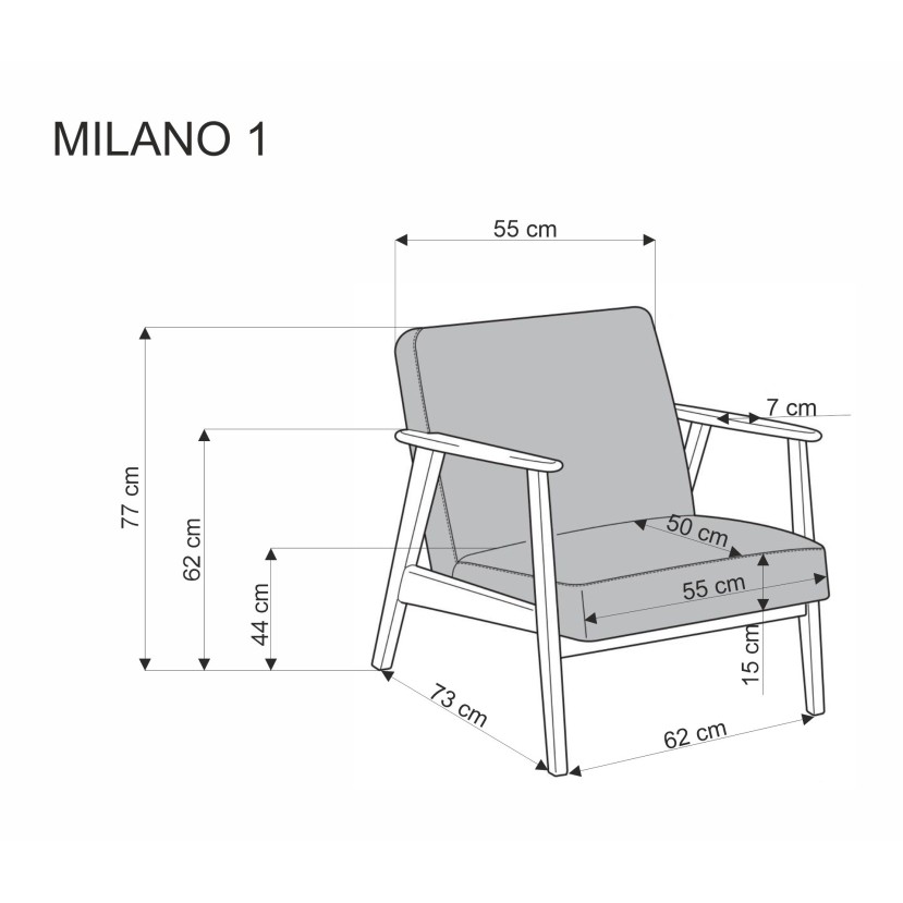 Fotelis MILANO 1S smėlio