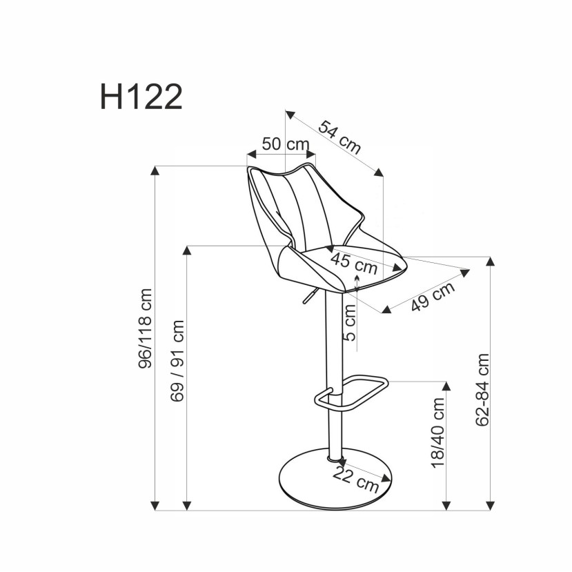 Baro kėdė H122 pilka Baro kėdė H122 pilka