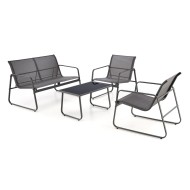 Lauko baldų komplektas CONOR tamsiai/šviesiai pilka (sofa + 2 kėdės + žurnalinis staliukas),