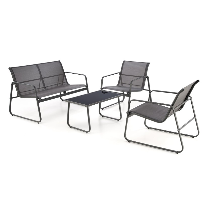 Lauko baldų komplektas CONOR tamsiai/šviesiai pilka (sofa + 2 kėdės + žurnalinis staliukas) Lauko baldų komplektas CONOR tamsiai/šviesiai pilka (sofa + 2 kėdės + žurnalinis staliukas)