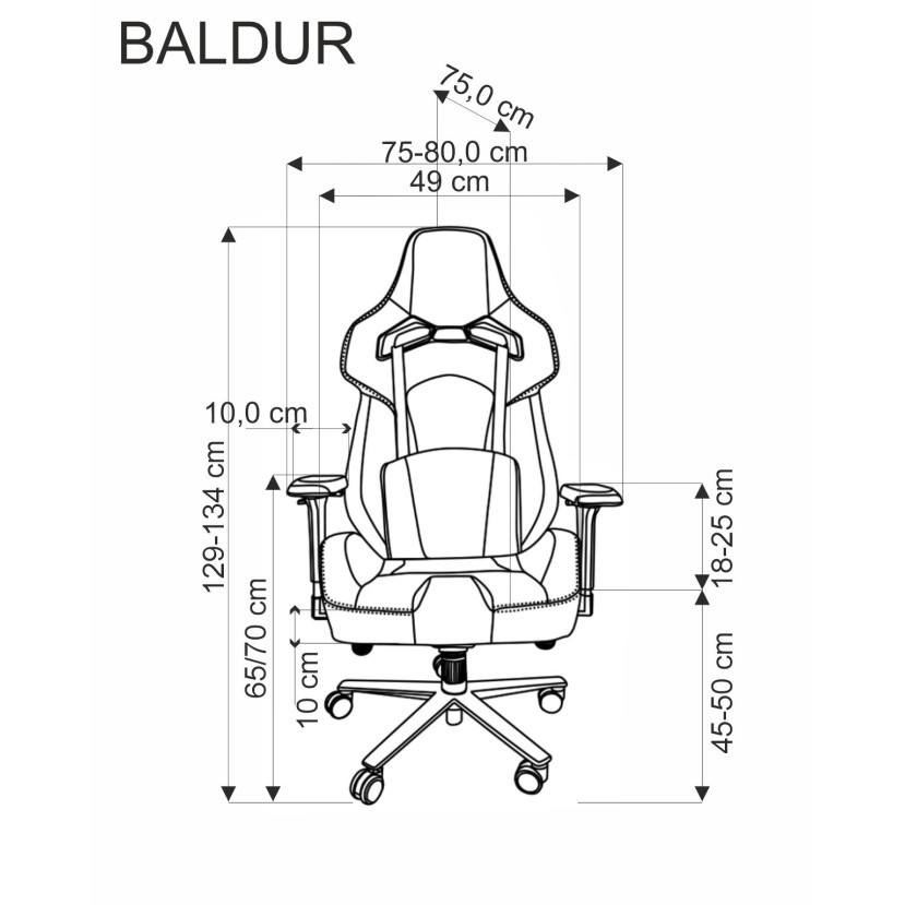 Žaidimų kėdė BALDUR, pilka/juoda Žaidimų kėdė BALDUR, pilka/juoda