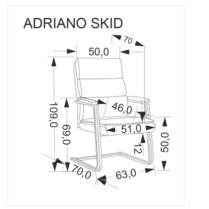 Konferencinė kėdė ADRIANO SKID juoda Konferencinė kėdė ADRIANO SKID juoda