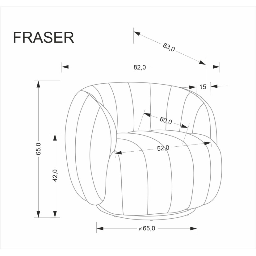 Fotelis FRASER kreminis