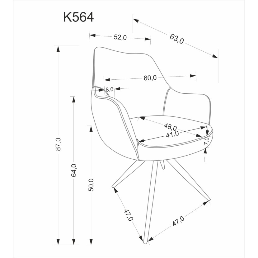 K564 kėdė, pilka K564 kėdė, pilka