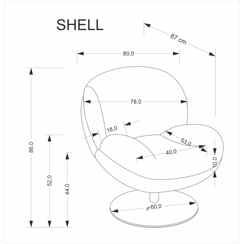 Fotelis SHELL pilka Fotelis SHELL pilka