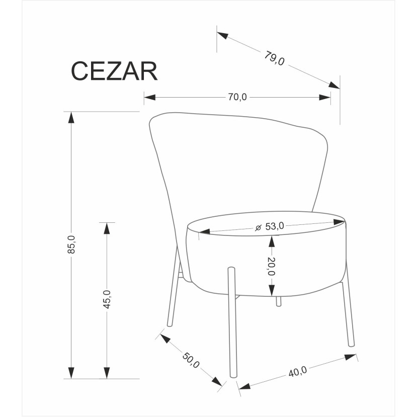 CEZAR l.kėdė, pilka