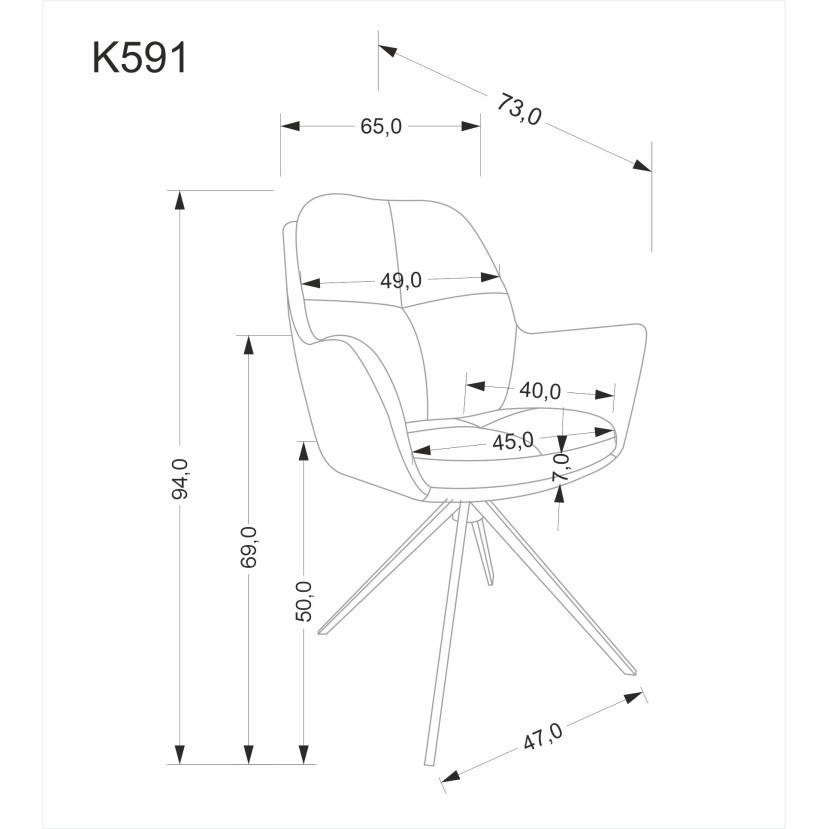 K591 pasukama kėdė, ruda